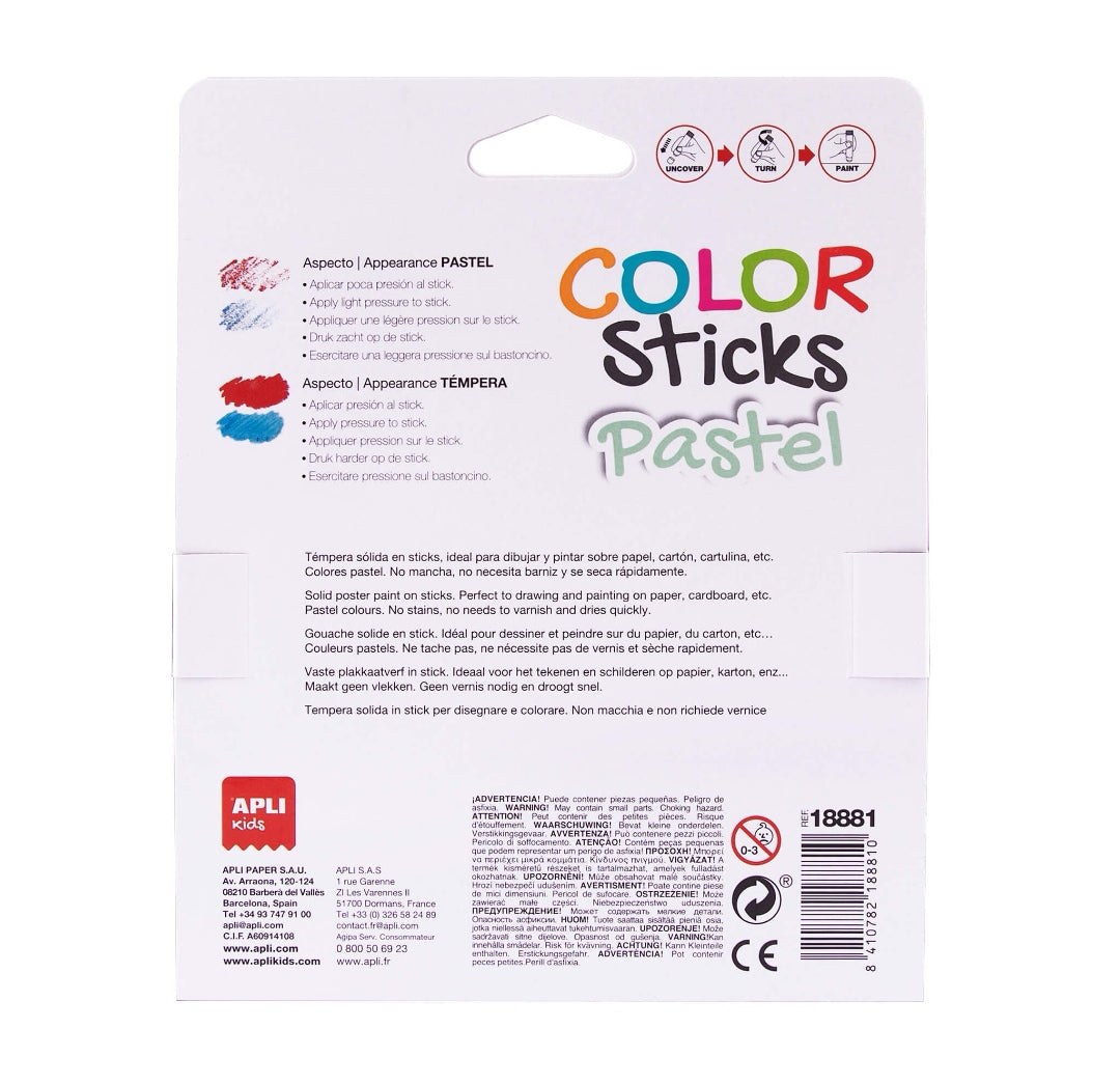 Verfsticks pastel 6 kleuren