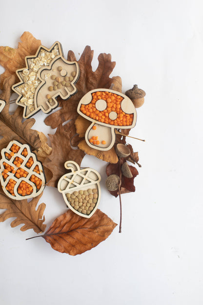 Houten speeltray miniset - de herfst