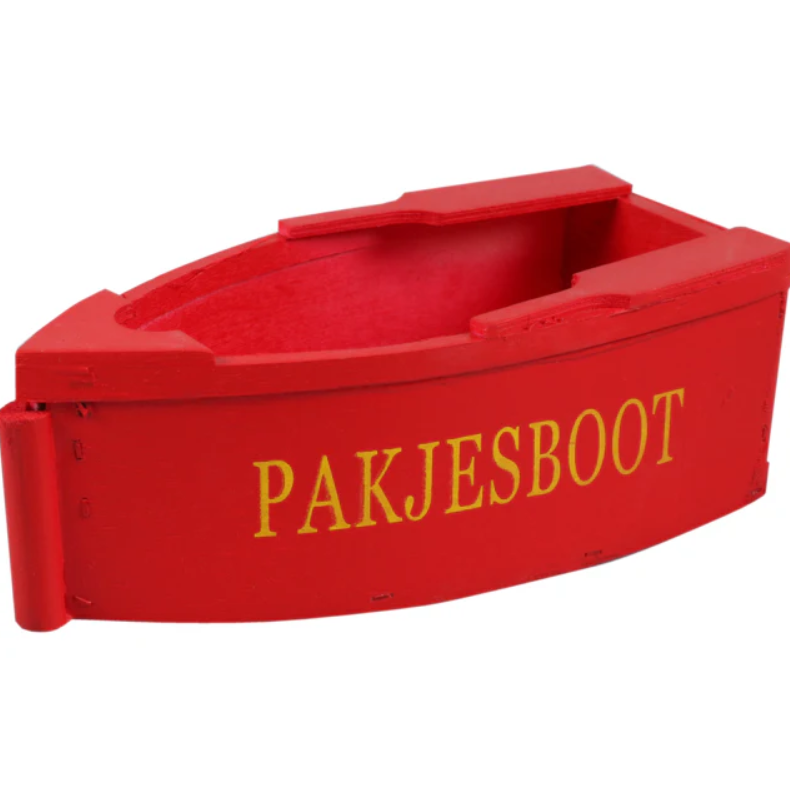 Rode houten pakjesboot Sinterklaas