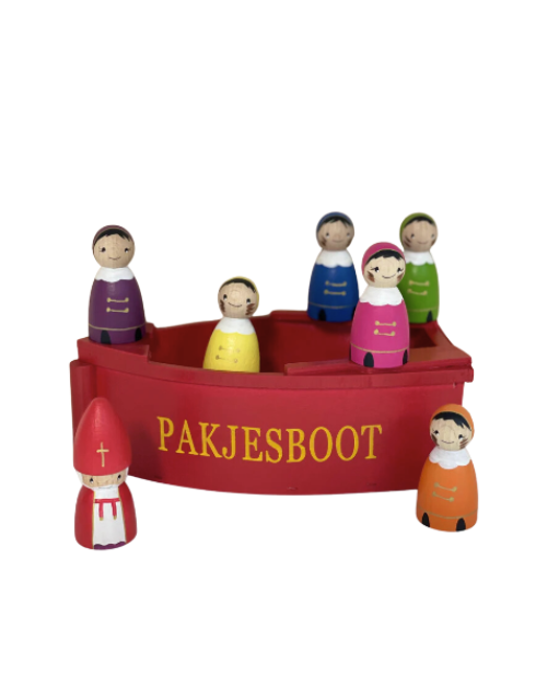 Rode houten pakjesboot Sinterklaas